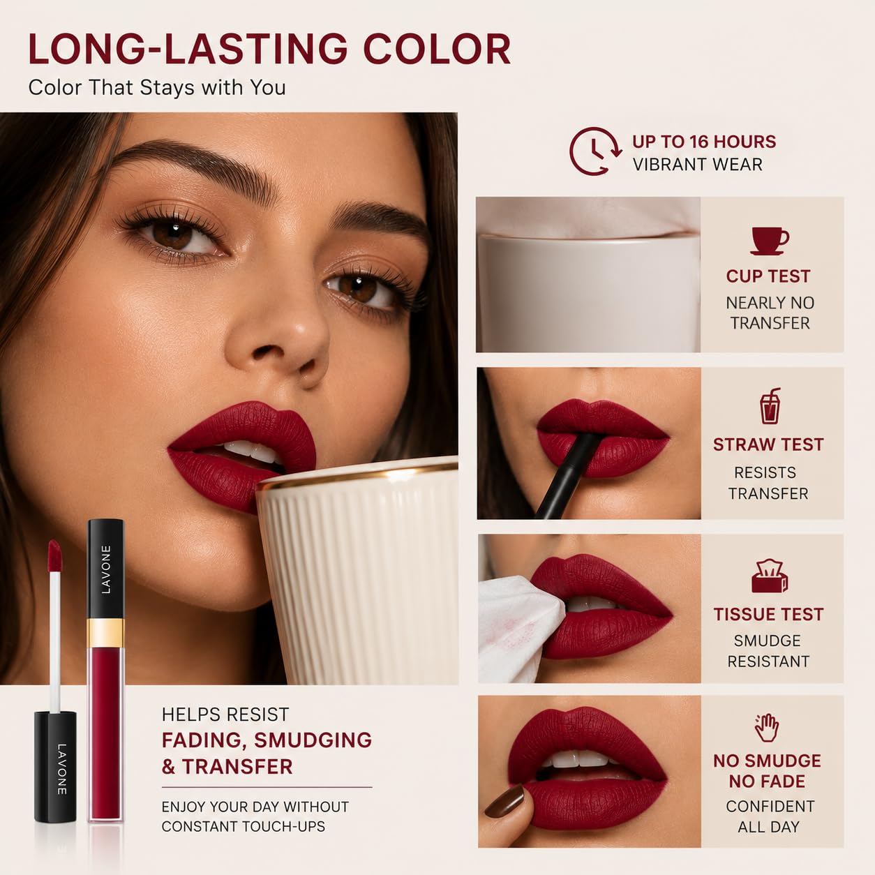 LAVONE Matte Lipstick, Long Lasting Lips... 3 LAVONE Matte Lipstick, Long Lasting Lips... - Image 3