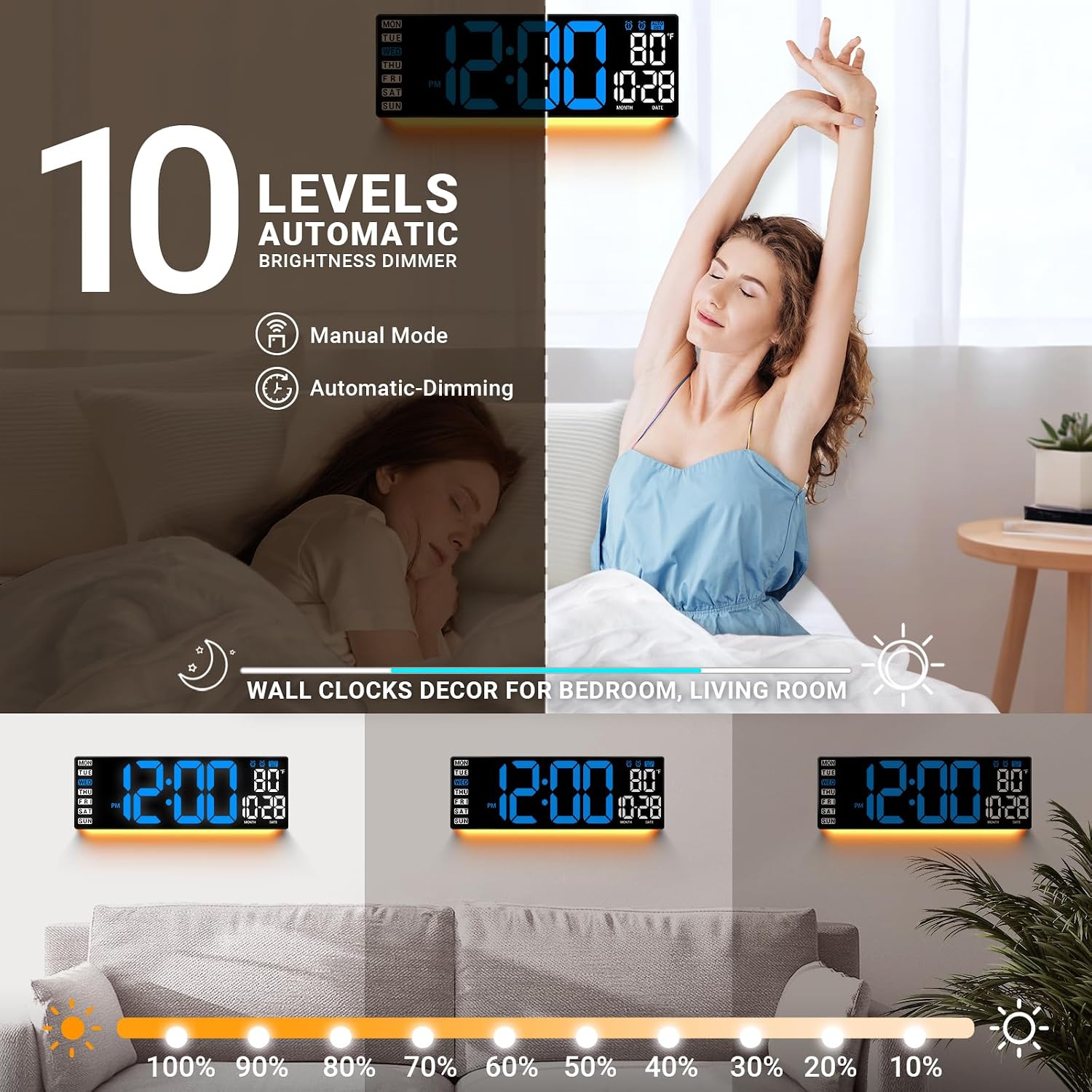 16.5" Large Digital Wall Clock with Blue... 6 16.5" Large Digital Wall Clock with Blue... - Image 6