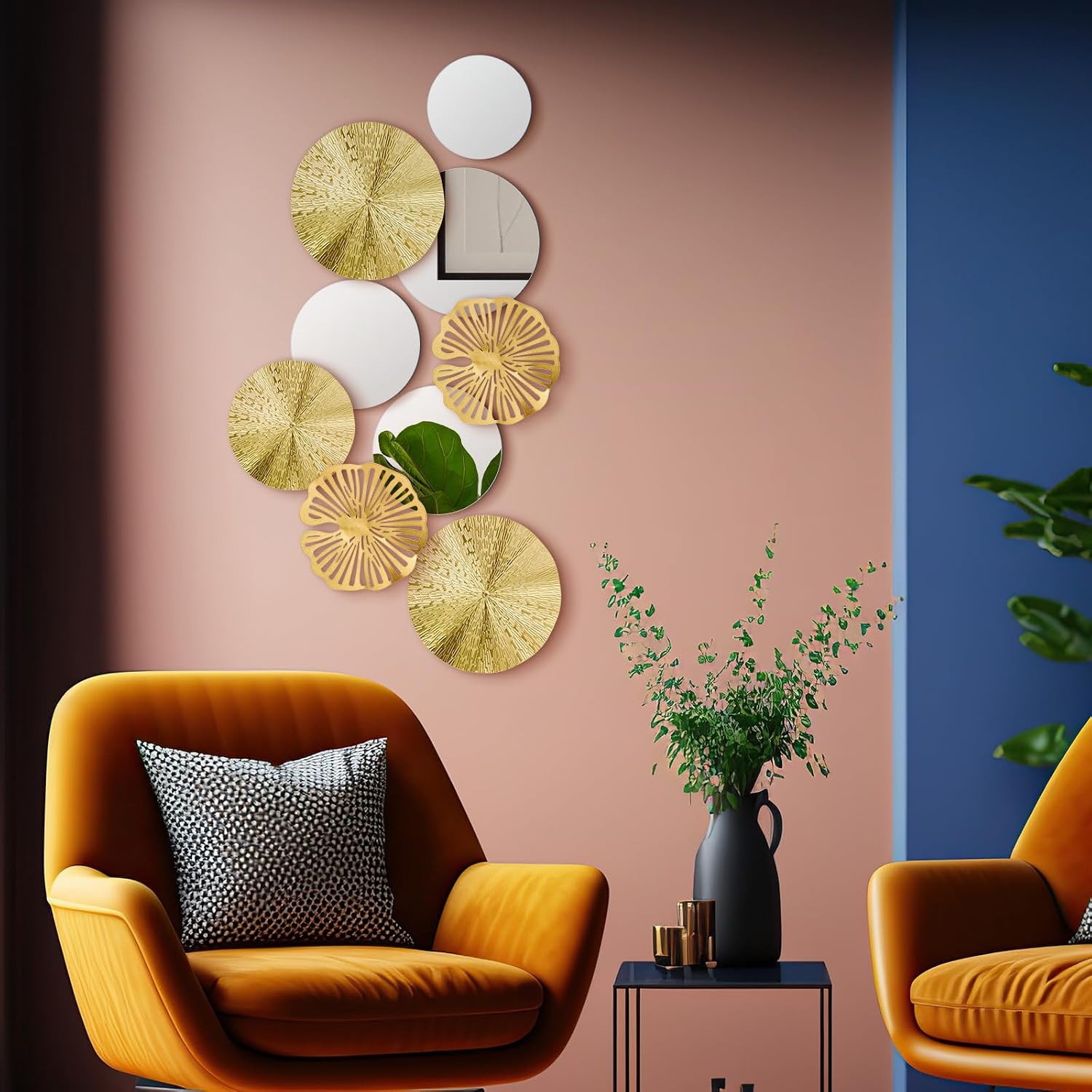 Hicarer Gold Mirror Wall Decor, Round Wa... 4 Hicarer Gold Mirror Wall Decor, Round Wa... - Image 4
