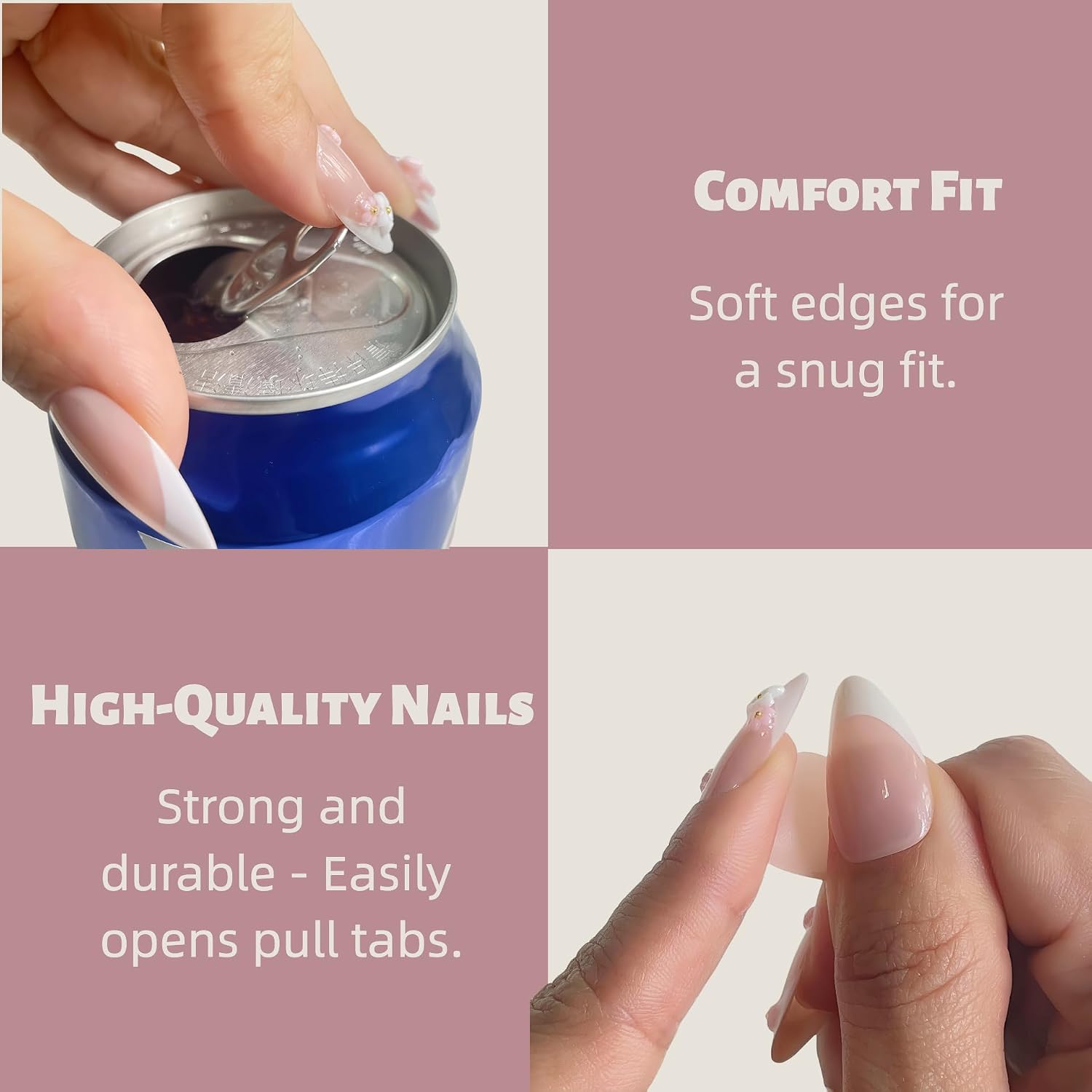 Blush Bow French Press on Nails Medium A... 4 Blush Bow French Press on Nails Medium A... - Image 4