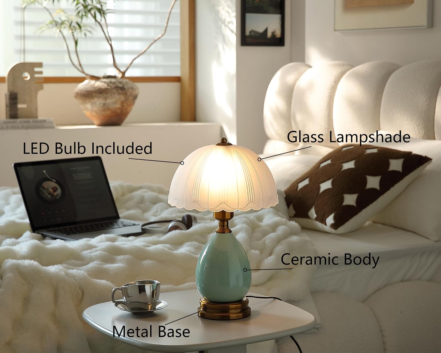 Glivpny 16" Vintage Ceramic Table Lamp f... 6 Glivpny 16" Vintage Ceramic Table Lamp f... - Image 6