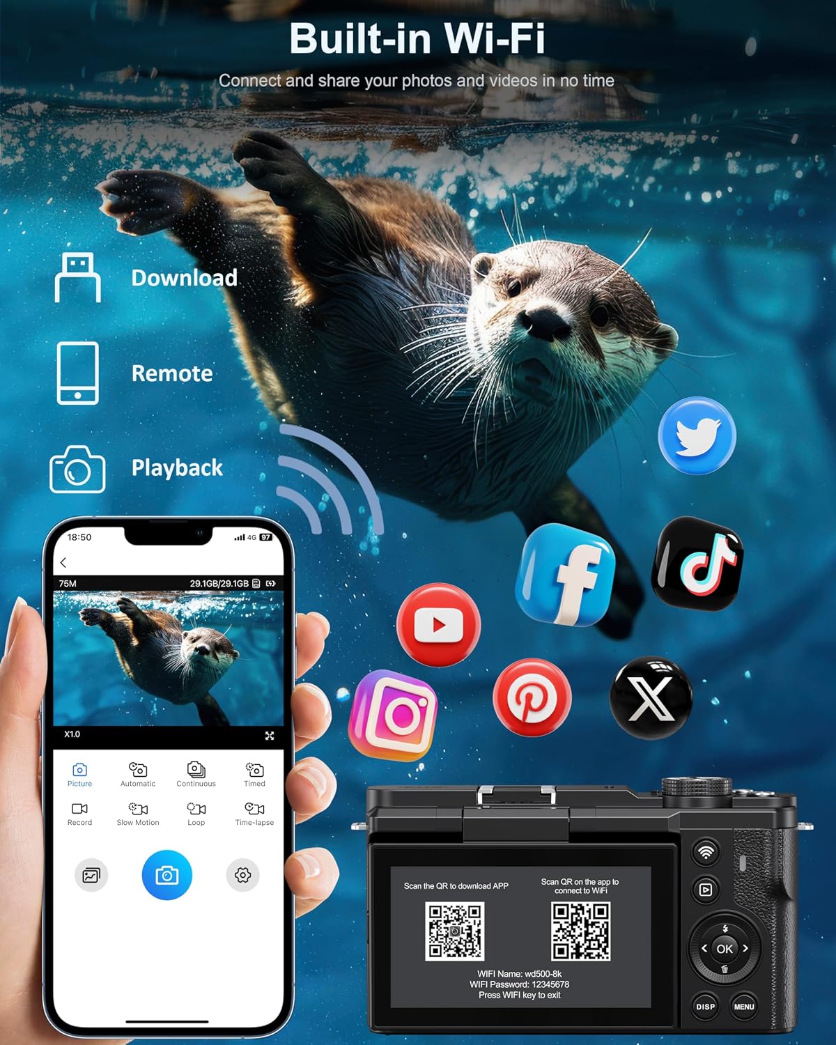 8K Digital Camera, 88MP WiFi Cameras for... 4 8K Digital Camera, 88MP WiFi Cameras for... - Image 4