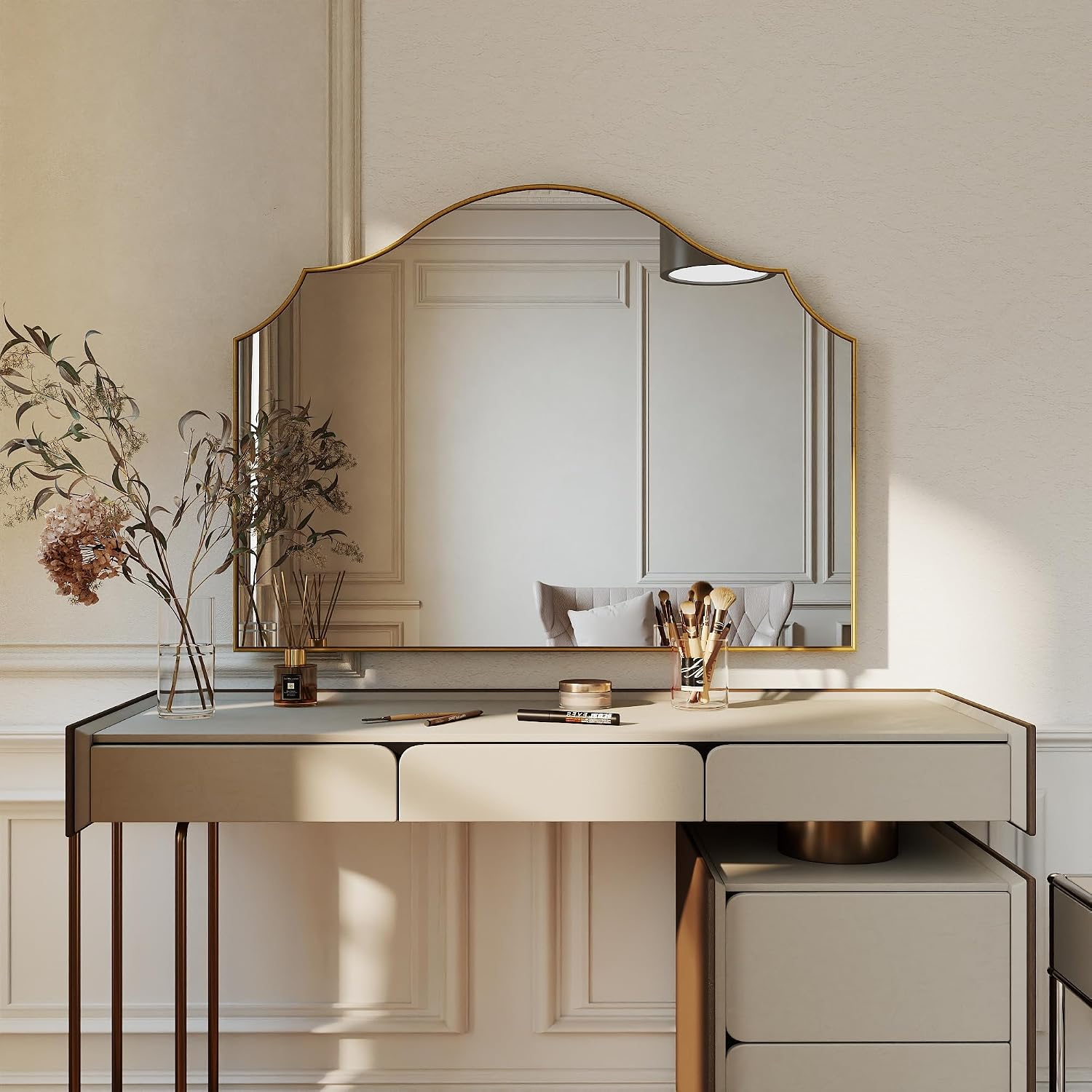 26"x35" Gold Arched Wall Mirror, Decorat... 5 26"x35" Gold Arched Wall Mirror, Decorat... - Image 5