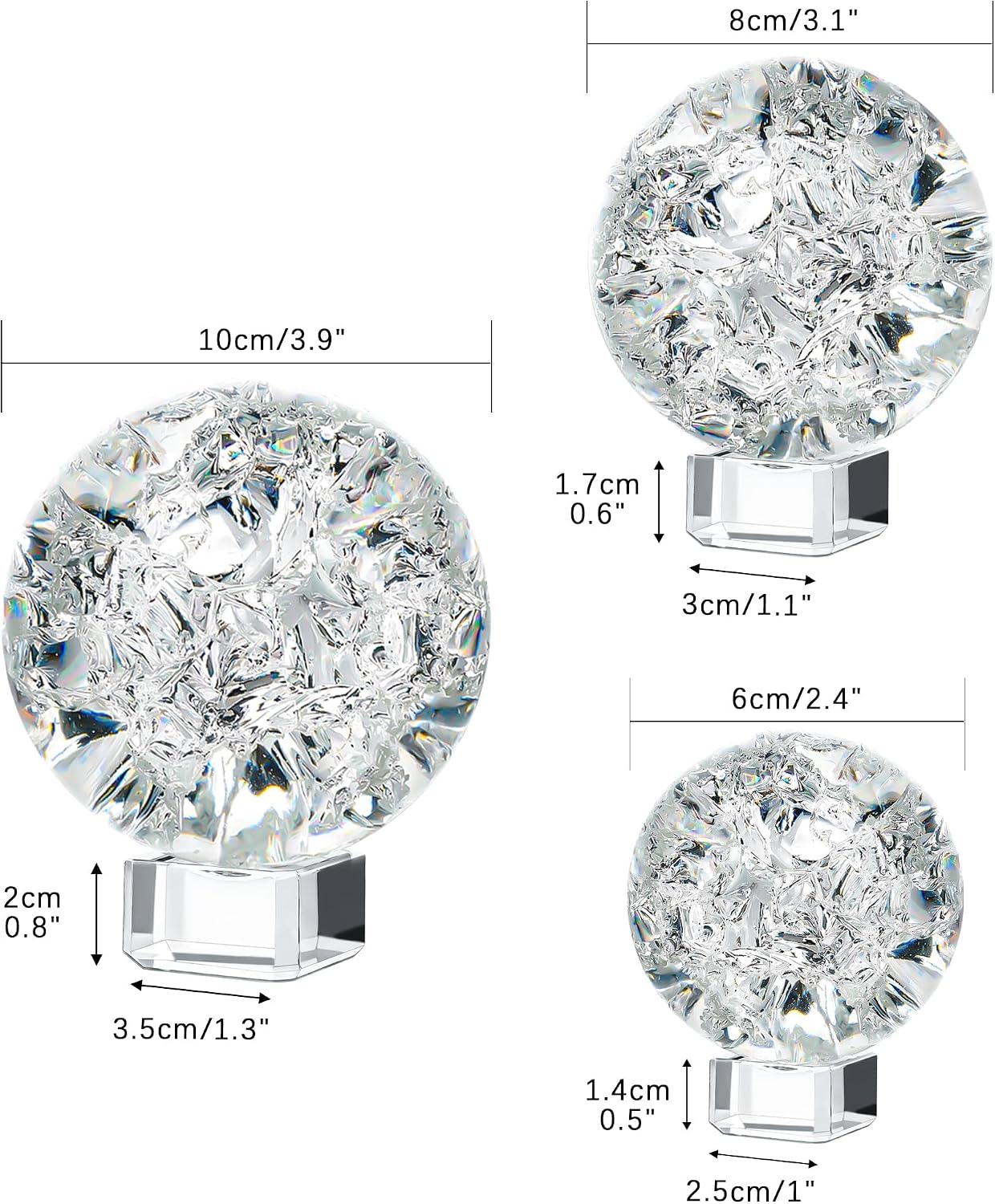 Crystal Ball Set of 3 K9 Glass Decorativ... 2 Crystal Ball Set of 3 K9 Glass Decorativ... - Image 2