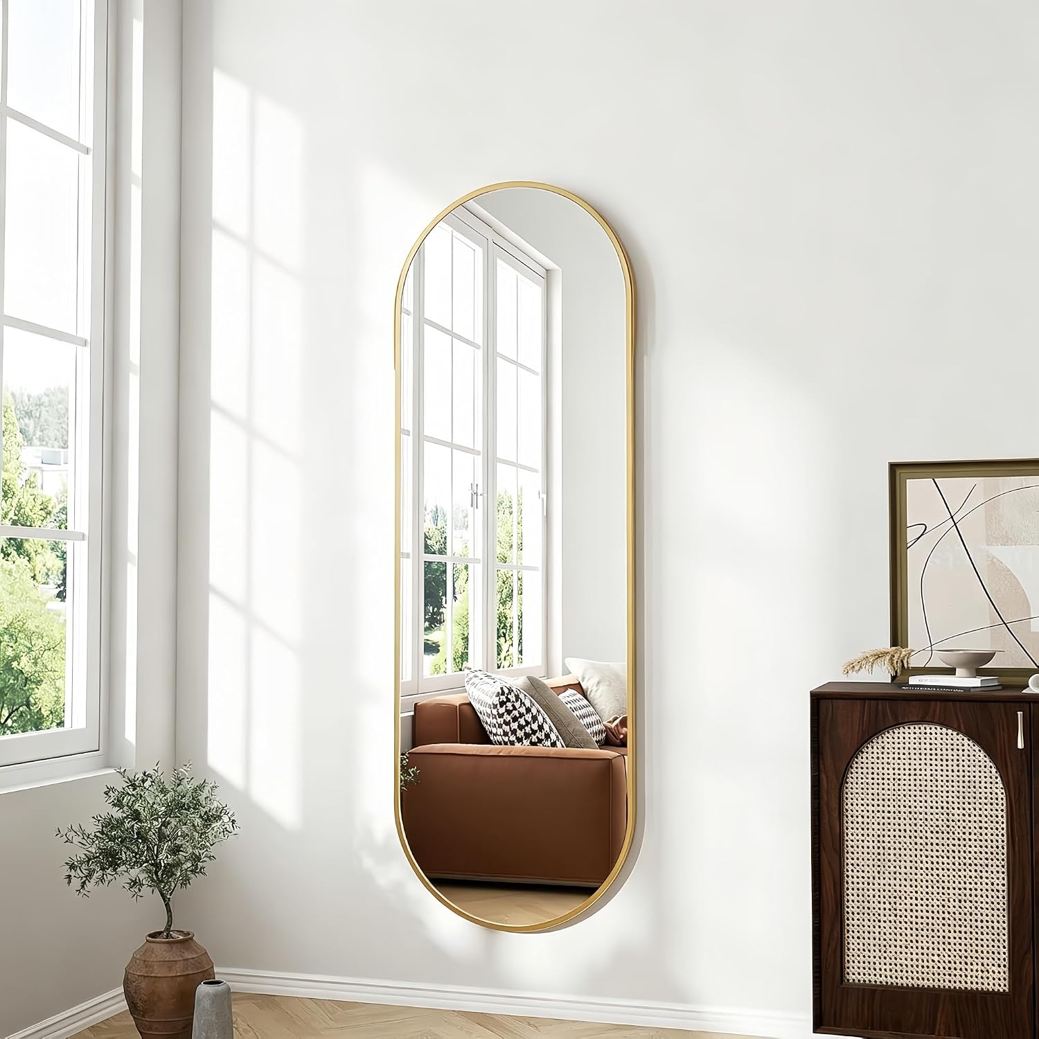 Dewfig 48"x16" Full Length Mirror, Oval ... 3 Dewfig 48"x16" Full Length Mirror, Oval ... - Image 3