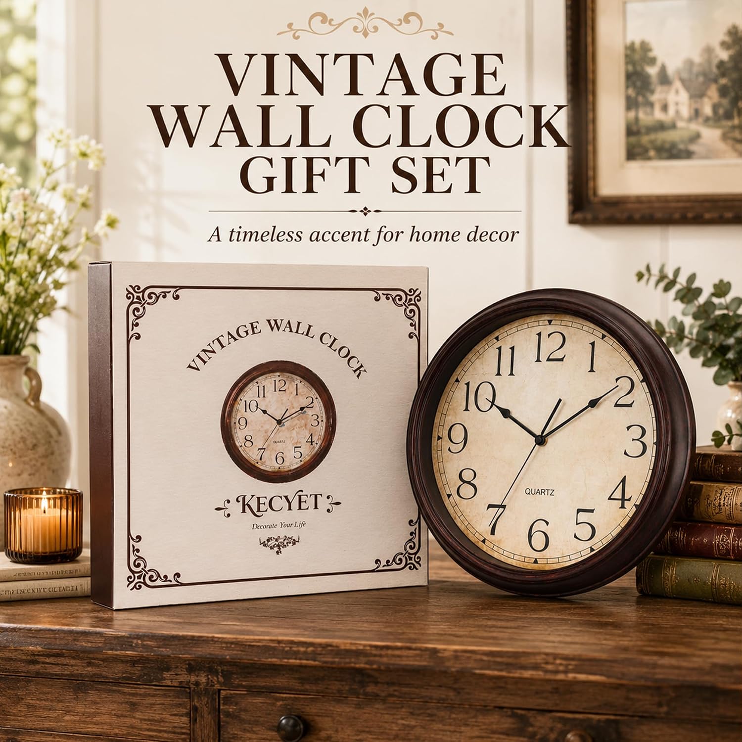 KECYET Wall Clock 10" Battery Operated S... 2 KECYET Wall Clock 10" Battery Operated S... - Image 2