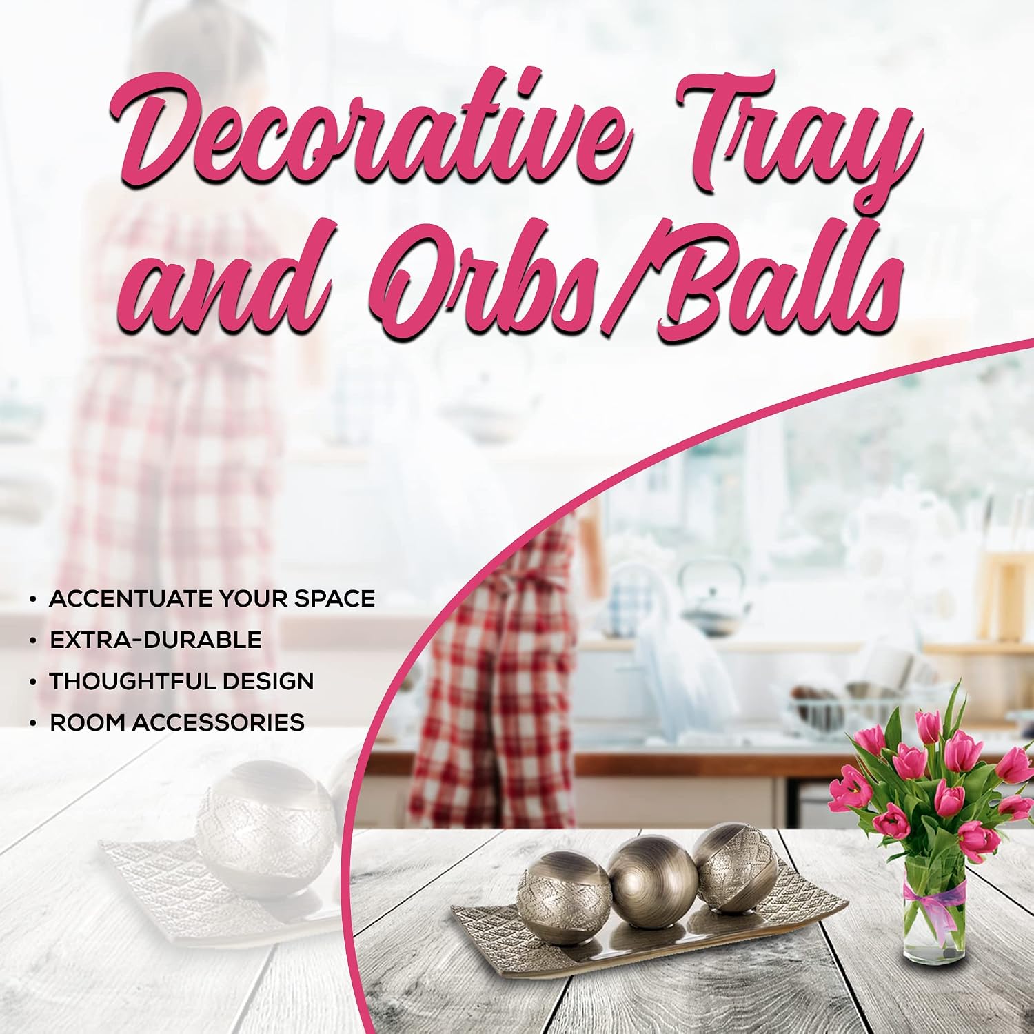 HomeRoots Tray and Orbs Balls | Centerpi... 3 HomeRoots Tray and Orbs Balls | Centerpi... - Image 3