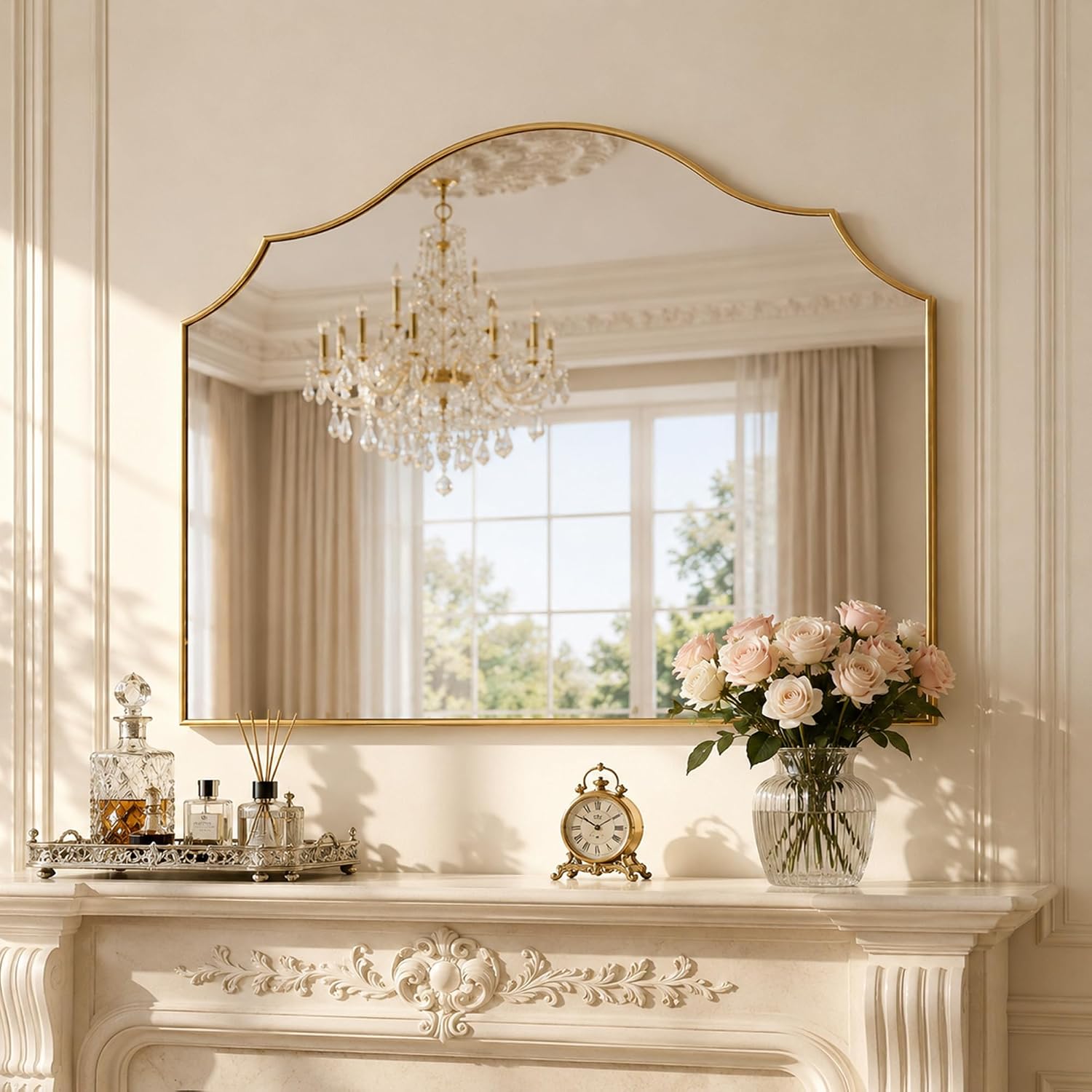 26"x35" Gold Arched Wall Mirror, Decorat... 3 26"x35" Gold Arched Wall Mirror, Decorat... - Image 3