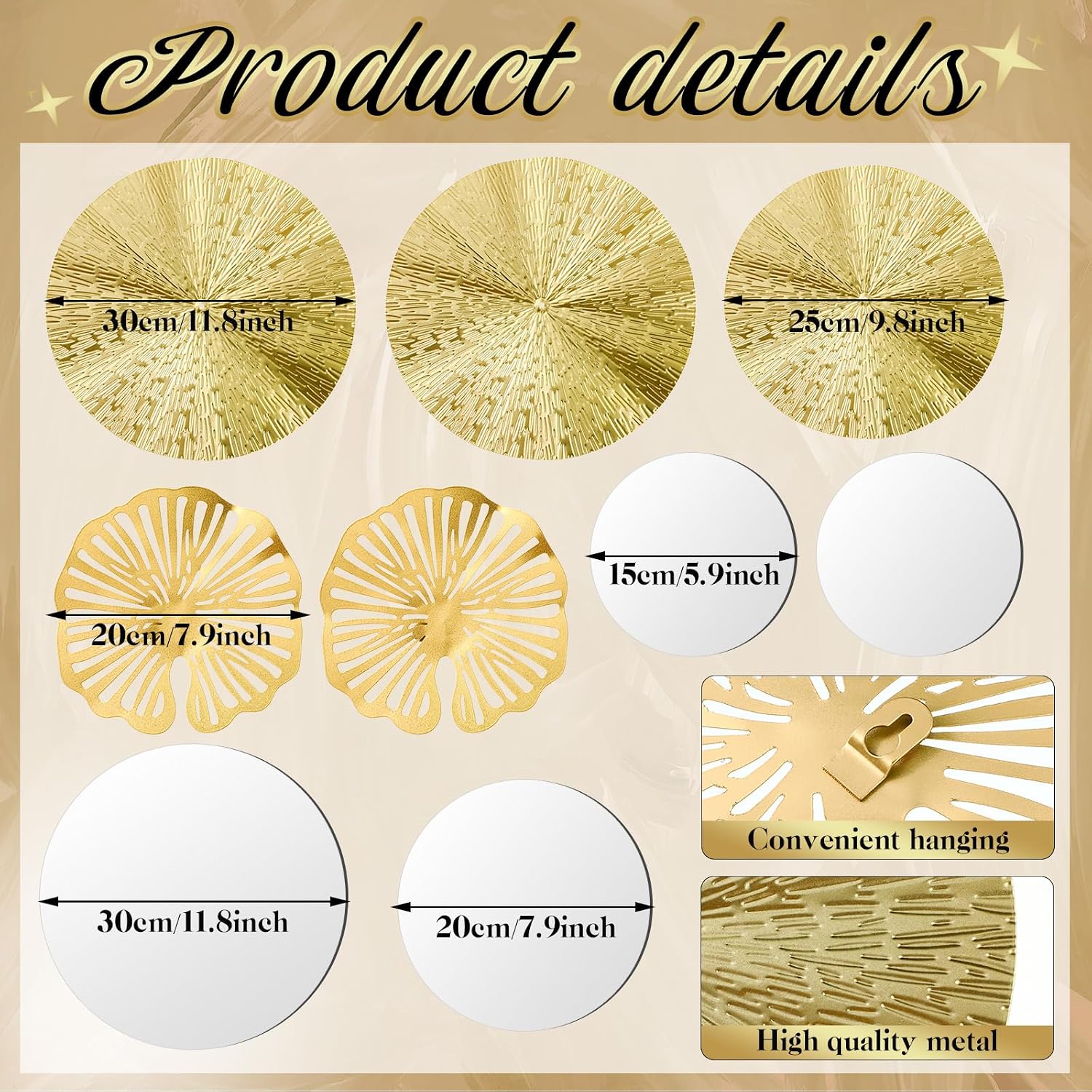Hicarer Gold Mirror Wall Decor, Round Wa... 3 Hicarer Gold Mirror Wall Decor, Round Wa... - Image 3