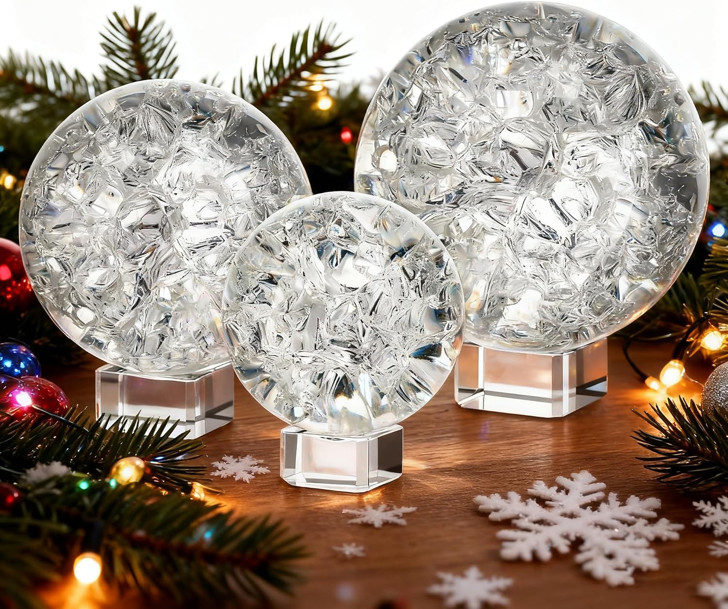 Crystal Ball Set of 3 K9 Glass Decorativ... 9 Crystal Ball Set of 3 K9 Glass Decorativ... - Image 9