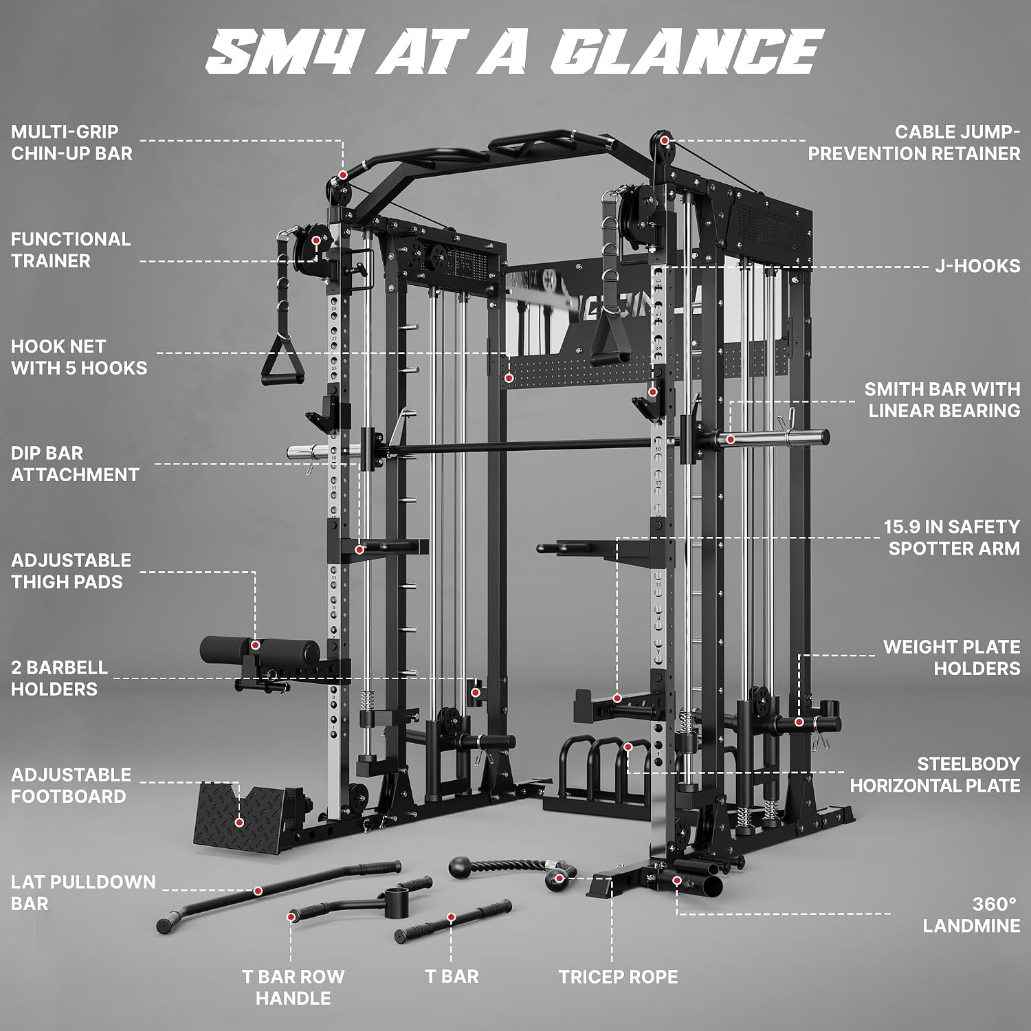 SM4 Smith Machine with Dual Pulley Syste... 7 SM4 Smith Machine with Dual Pulley Syste... - Image 7