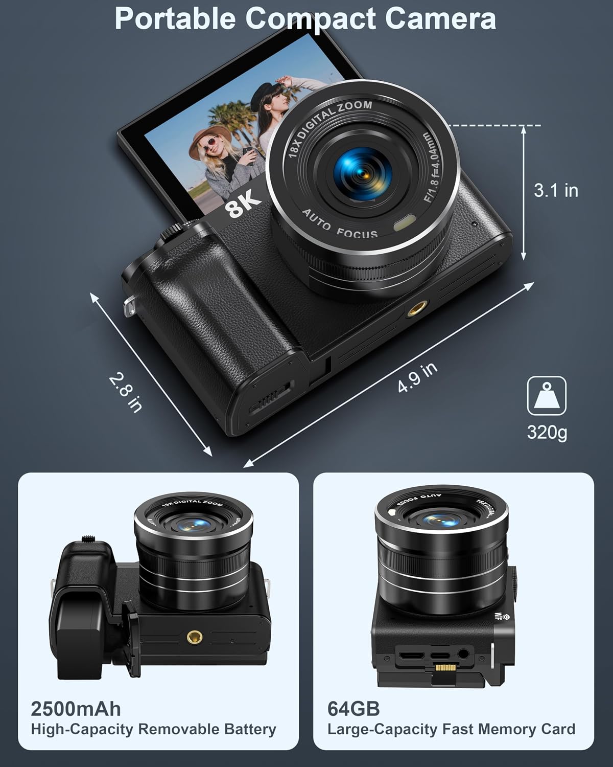 8K Digital Camera, 88MP WiFi Cameras for... 8 8K Digital Camera, 88MP WiFi Cameras for... - Image 8