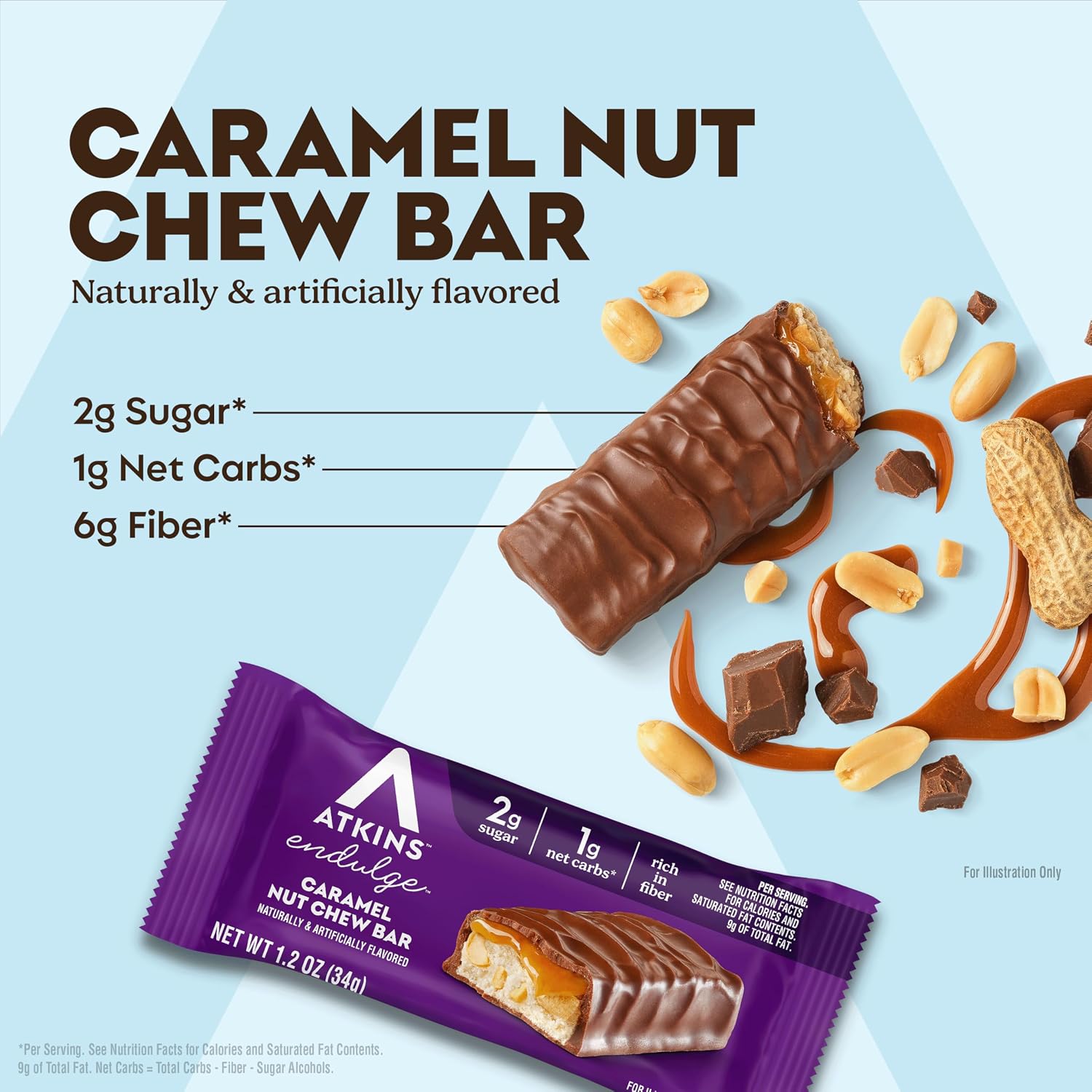 Atkins Endulge Caramel Nut Chew Bar, 2g ... 4 Atkins Endulge Caramel Nut Chew Bar, 2g ... - Image 4
